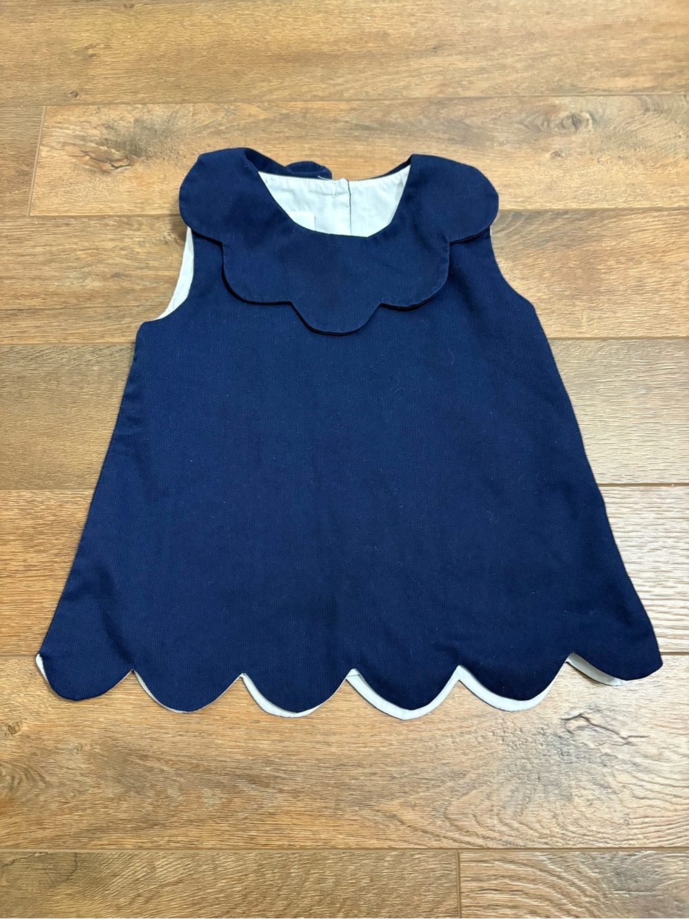 Shrimp & Grits Kids Girls Navy Scalloped Top 3T